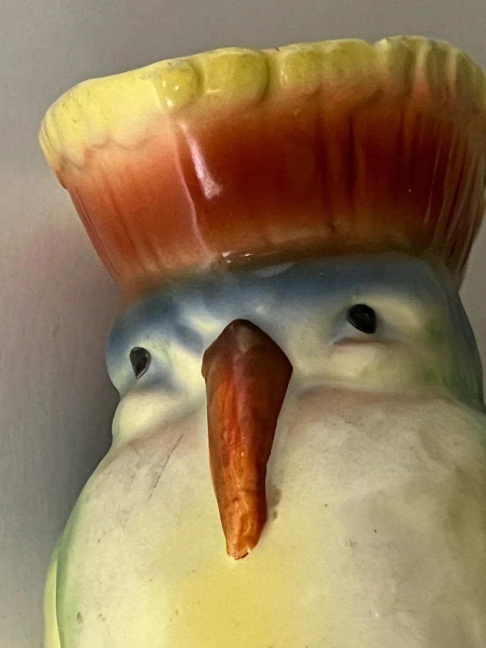 Vintage art, deco, chuckle, Slovakian pottery, parrot bird cream, pitcher